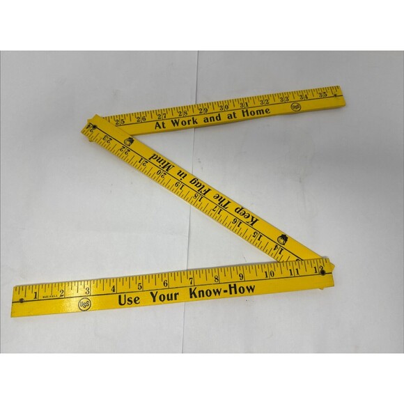 Vintage USS Yellow Folding Yard Stick Ruler Advertising Keep the Flag in Mind - Picture 1 of 6
